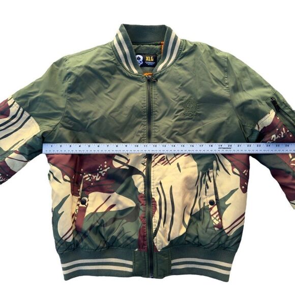 Zero Foxtrout Gear Retro Bomber Jacket "Brush Stroke Camo / Green" Men's XL - Picture 5 of 9